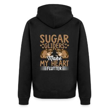 Sugar Gliders Heart Flutter Sugar Glider Owner - Unisex Premium Organic Zip Hoodie - black - Back - Nico (187cm)