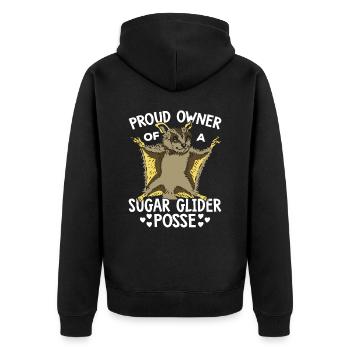 Proud Owner of Sugar Glider Owner Sugar - Unisex Premium Organic Zip Hoodie - black - Back - Nico (187cm)