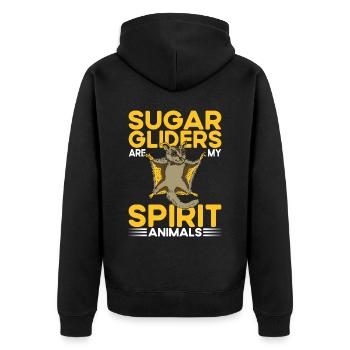 Sugar Gliders Spirit Animals Sugar Glider Owners - Unisex Premium Organic Zip Hoodie - black - Back - Nico (187cm)