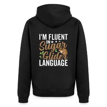 Fluent in the Sugar Glider language Sugar Gliders - Unisex Premium Organic Zip Hoodie - black - Back - Nico (187cm)