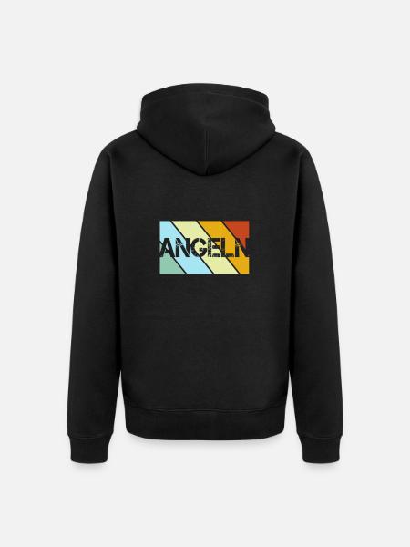 Angeln Retro - Unisex Premium Bio Zip Hoodie - Schwarz