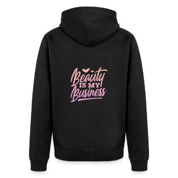 Kosmetikerin Kosmetik Make-up Geschenk - Unisex Premium Bio Zip Hoodie - Schwarz - Hinten - Nico (187cm)