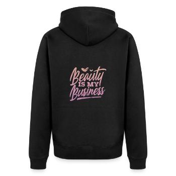 Kosmetikerin - Unisex Premium Bio Zip Hoodie - Schwarz - Hinten - Nico (187cm)