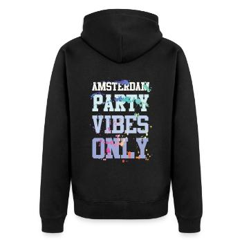 Ambiance de fête à Amsterdam - Veste à capuche bio Premium Unisexe - noir - Dos - Nico (187cm)