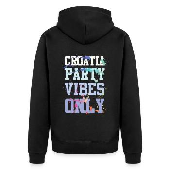 Croatia Party Vibes - Unisex Premium Bio Zip Hoodie - Schwarz - Hinten - Nico (187cm)