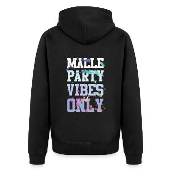 Malle Party Vibes - Unisex Premium Bio Zip Hoodie - Schwarz - Hinten - Nico (187cm)
