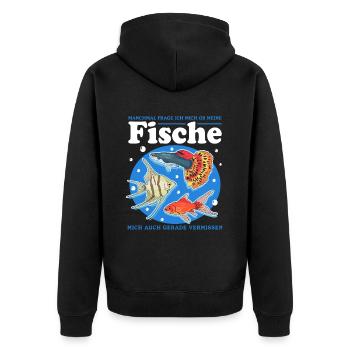 Aquarium Aquarianer Aquaristik Zierfisch Geschenk - Unisex Premium Bio Zip Hoodie - Schwarz - Hinten - Nico (187cm)