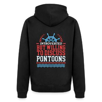 Pontoon Pontoonboot Pontoon Kapitän Geschenk - Unisex Premium Bio Zip Hoodie - Schwarz - Hinten - Nico (187cm)