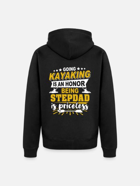 Kayak Stepdad Kayaking - Unisex Premium Organic Zip Hoodie - black