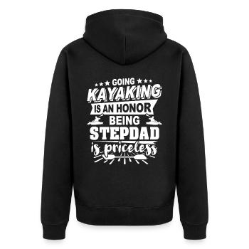 Kayak Stiefpapa Kayaking - Unisex Premium Bio Zip Hoodie - Schwarz - Hinten - Nico (187cm)
