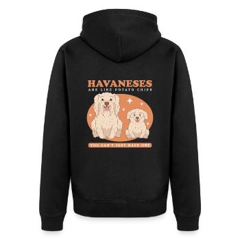 Havaneser Hunde Hundebesitzer Geschenk - Unisex Premium Bio Zip Hoodie - Schwarz - Hinten - Nico (187cm)