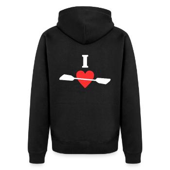 I Love Kayak - Unisex Premium Bio Zip Hoodie - Schwarz - Hinten - Nico (187cm)