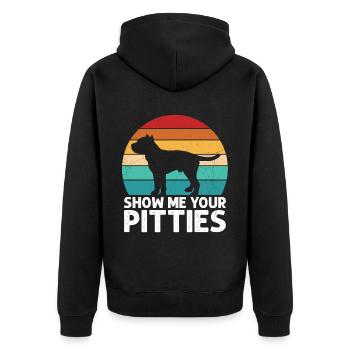 Pitbull Bulldog Terrier Chien Chien Chien Amoureux - Veste à capuche bio Premium Unisexe - noir - Dos - Nico (187cm)