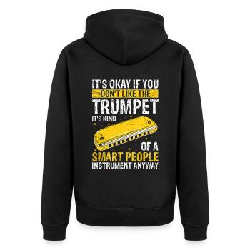 Harmonikaspieler für Munharmonika Spieler - Unisex Premium Bio Zip Hoodie - Schwarz - Hinten - Nico (187cm)