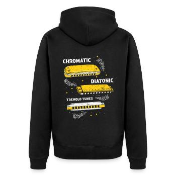 Französische Harfinisten und Harmonikaspieler - Unisex Premium Bio Zip Hoodie - Schwarz - Hinten - Nico (187cm)