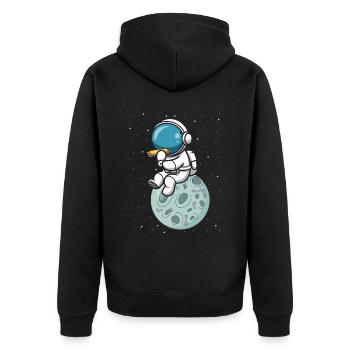 Mundharmonika Spieler und Mundharmonika - Unisex Premium Bio Zip Hoodie - Schwarz - Hinten - Nico (187cm)