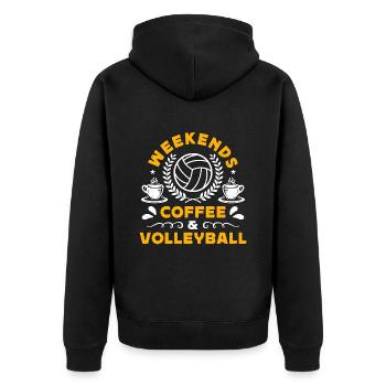 Beach Volleyball Weekends Coffee & Volleyball Set - Unisex Premium Organic Zip Hoodie - black - Back - Nico (187cm)