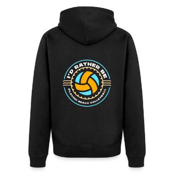 Beach Volleyball I'd Rather Be Playing Beachball - Unisex Premium Bio Zip Hoodie - Schwarz - Hinten - Nico (187cm)