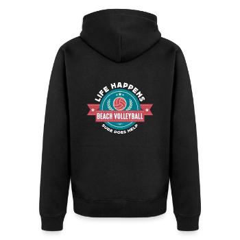 Beach Volleyball Life Happens Beach Volleyball Player - Unisex Premium Organic Zip Hoodie - black - Back - Nico (187cm)