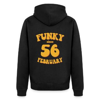 Funky Birthday: February 1956 - Flower Power - Unisex Premium Organic Zip Hoodie - black - Back - Nico (187cm)