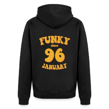 Funky Geburtstag: Januar 1996 - Flower Power - Unisex Premium Bio Zip Hoodie - Schwarz - Hinten - Nico (187cm)
