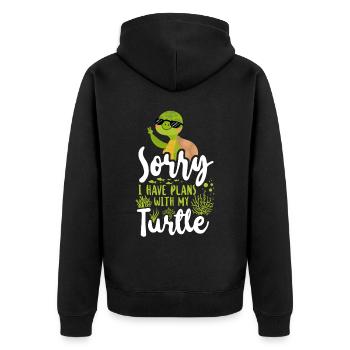 Sea Turtle Tortoise Sunglasses - Unisex Premium Bio Zip Hoodie - Schwarz - Hinten - Nico (187cm)
