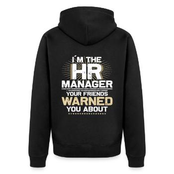 Kaffee, Akten Und Klatsch - HR -Offizier - Unisex Premium Bio Zip Hoodie - Schwarz - Hinten - Nico (187cm)