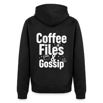 Kaffee, Akten Und Klatsch - HR -Offizier - Unisex Premium Bio Zip Hoodie - Schwarz - Hinten - Nico (187cm)