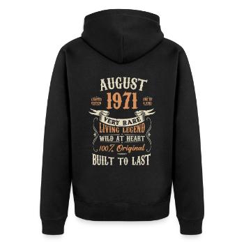 August 1971 Birthday Present - Unisex Premium Organic Zip Hoodie - black - Back - Nico (187cm)