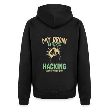 Mon cerveau est à 95% Hacking Sniffer Social - Veste à capuche bio Premium Unisexe - noir - Dos - Nico (187cm)