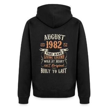 August 1982 Birthday Present - Unisex Premium Organic Zip Hoodie - black - Back - Nico (187cm)