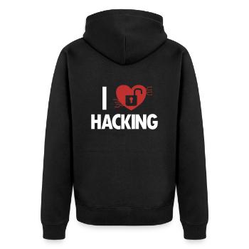 J’adore Hacking Phishing Sniffer Social - Veste à capuche bio Premium Unisexe - noir - Dos - Nico (187cm)