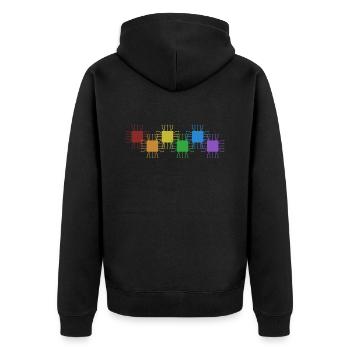 Hacker LGBT Rainbow Phishing Sniffer Grey Hat - Veste à capuche bio Premium Unisexe - noir - Dos - Nico (187cm)