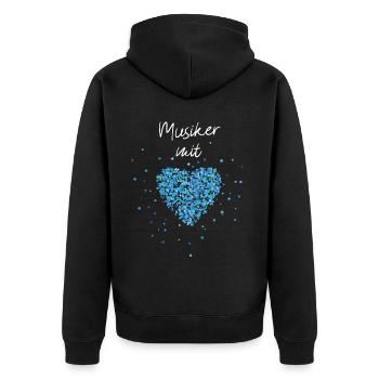 Musiker mit Herz Musik Musikunterricht Musikverein - Unisex Premium Bio Zip Hoodie - Schwarz - Hinten - Nico (187cm)