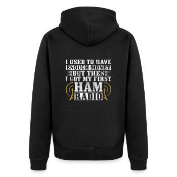 Amateurfunk-design Für Amateurfunk - Unisex Premium Bio Zip Hoodie - Schwarz - Hinten - Nico (187cm)