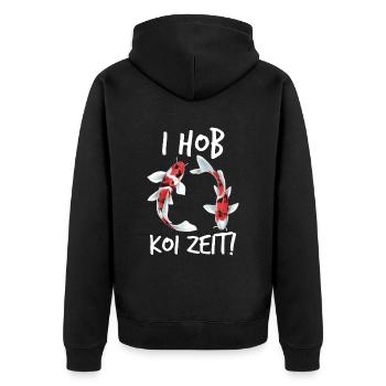 I Hob Koi Zeit - Unisex Premium Bio Zip Hoodie - Schwarz - Hinten - Nico (187cm)