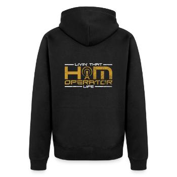 Amateurfunk-design Für Amateurfunkamateure - Unisex Premium Organic Zip Hoodie - black - Back - Nico (187cm)
