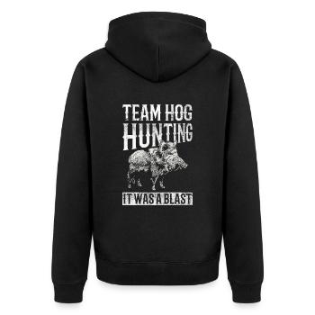Schweinejagd-design Für Die Wildschweinjagd - Unisex Premium Bio Zip Hoodie - Schwarz - Hinten - Nico (187cm)