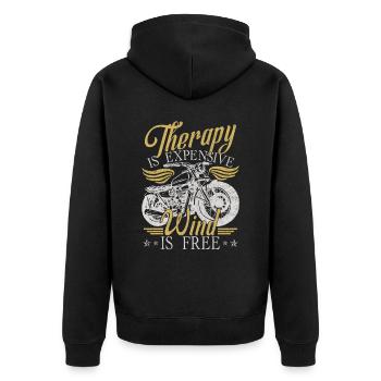 Motorrad Lustiger Humor Biker - Unisex Premium Bio Zip Hoodie - Schwarz - Hinten - Nico (187cm)