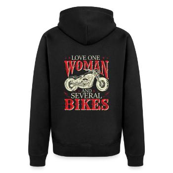 Love Several Bikes - Unisex Premium Organic Zip Hoodie - black - Back - Nico (187cm)