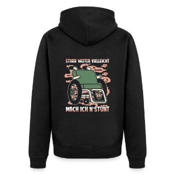 Rollstuhl Rollstuhlfahrer - Unisex Premium Bio Zip Hoodie - Schwarz - Hinten - Nico (187cm)