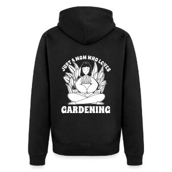 Jardinier amateur jardin maman - Veste à capuche bio Premium Unisexe - noir - Dos - Nico (187cm)
