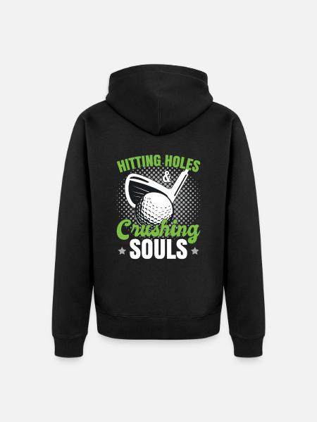 Hitting Holes Crushing Souls - Unisex Premium Organic Zip Hoodie - black