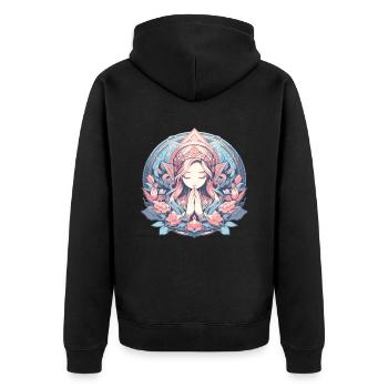Meditation Achtsamkeit Entspannung Ruhe - Unisex Premium Bio Zip Hoodie - Schwarz - Hinten - Nico (187cm)