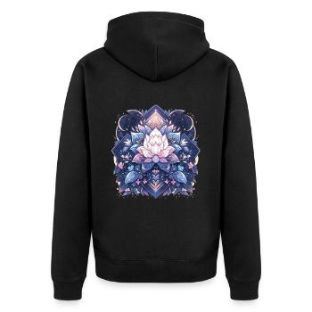 Lotus Blossom - Unisex Premium Organic Zip Hoodie - black - Back - Nico (187cm)