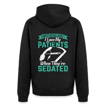Anästhesiologie - Unisex Premium Bio Zip Hoodie - Schwarz - Hinten - Nico (187cm)