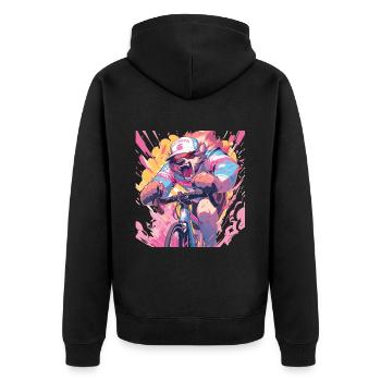Panda Fahrrad Rennrad Pandabär - Unisex Premium Bio Zip Hoodie - Schwarz - Hinten - Nico (187cm)