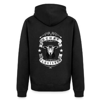 Schafflüsterer - Schaf Silhouette - Unisex Premium Bio Zip Hoodie - Schwarz - Hinten - Nico (187cm)