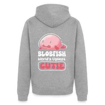 Biologiste marin Poissons d’eau profonde Blob Océan - Veste à capuche bio Premium Unisexe - gris chiné - Dos - Nico (187cm)