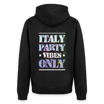 Italien Party Vibes - Unisex Premium Bio Zip Hoodie - Schwarz - Hinten - Nico (187cm)